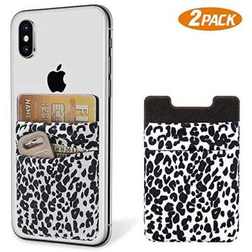 SHANSHUI Phone Wallet - Premium White Cheetah Magnetic Card Holder for All Smartphones