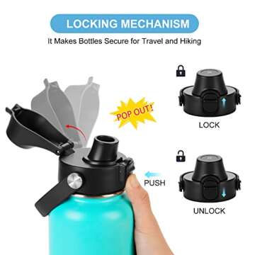 EIPOSAU Auto Flip Lid for Hydro Flask Wide Mouth, Great Spout Lid for Simple Modern, Fits for Iron F...