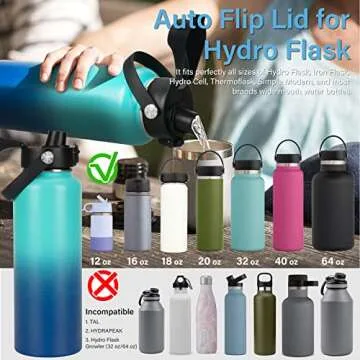 EIPOSAU Auto Flip Lid for Hydro Flask Wide Mouth, Great Spout Lid for Simple Modern, Fits for Iron Flask and Other Brands, Replacement Lid with Button Lock, Black