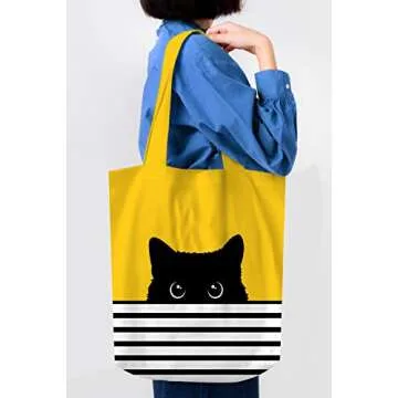 Cat Tote Bag - Black Cat Gifts for Cat Lovers - Cat Mom Gifts - Cat Lover Gifts for Women - Cat Them...