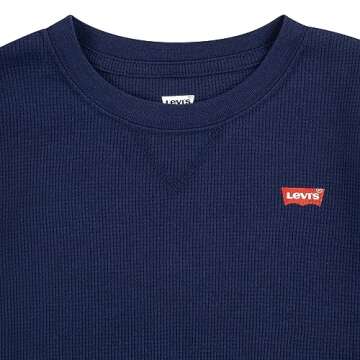 Levi's Boys' Long Sleeve Waffle Knit and Flannel 2-Pack Shirt, Naval Academy