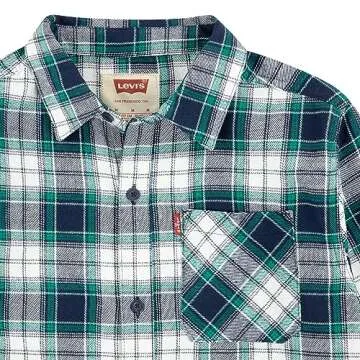 Levi's Boys' Long Sleeve Waffle Knit and Flannel 2-Pack Shirt, Naval Academy
