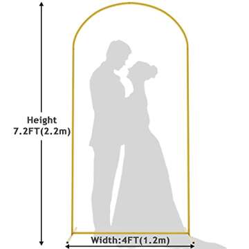 Wokceer 7.2 FT Wedding Arch Backdrop Stand, Square Arch Gold Metal Arch Backdrop Stand for Wedding C...