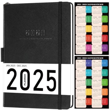 2025 Planner - Elegant Saffiano Leather Time Management Tool