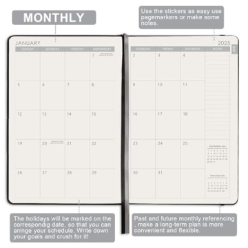 2025 Planner - Elegant Saffiano Leather Time Management Tool