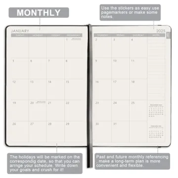 2025 Planner - Elegant Saffiano Leather Time Management Tool