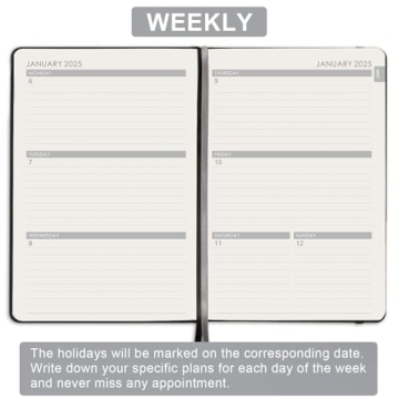 2025 Planner - Elegant Saffiano Leather Time Management Tool