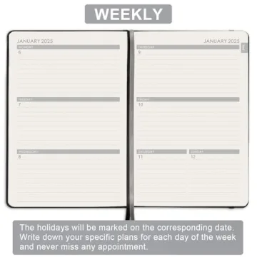 2025 Planner - Elegant Saffiano Leather Time Management Tool