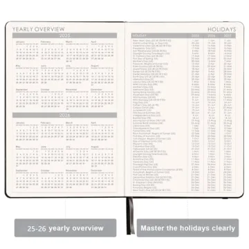 2025 Planner - Elegant Saffiano Leather Time Management Tool