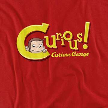 Curious George Curious Unisex Adult T-Shirt, Red, Small