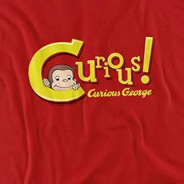 Curious George Curious Unisex Adult T-Shirt, Red, Small
