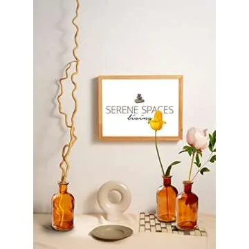 Serene Spaces Living Bud Vases, Apothecary Jars, Decorative Glass Bottles, Centerpiece for Wedding Reception, Mini Flower Vases, Small Medicine Bottles for Home Decor (Amber, Set of 6)