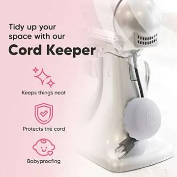 2-Pack Heat-Resistant Cord Organizer for Appliances, Kitchen, Computers & More | Stick-On Cord Wrappers with Flexible Base, Secure Scalloped Edge, Gray (3 x 1.5 Inches)