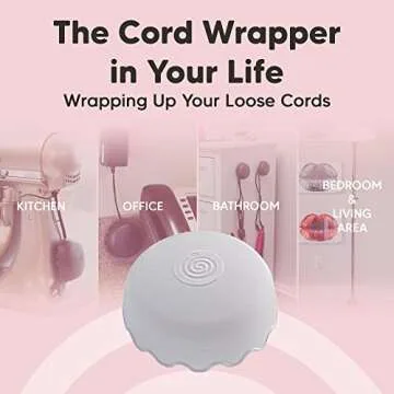 2-Pack Heat-Resistant Cord Organizer for Appliances, Kitchen, Computers & More | Stick-On Cord Wrappers with Flexible Base, Secure Scalloped Edge, Gray (3 x 1.5 Inches)