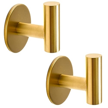 Heavy Duty Brushed Gold Adhesive Towel Hooks 2 Pack