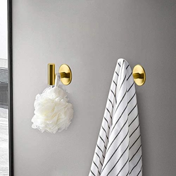 Heavy Duty Brushed Gold Adhesive Towel Hooks 2 Pack