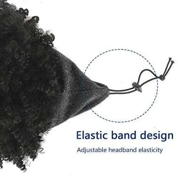 Aisaide Gray Headband Wigs for Black Women,Afro Headband Wig Synthetic Short Curly Wigs Afro Kinky Curly Black Wig with Bangs Wrap Wigs 2 in 1 Head Wrap Wig with Headband Attached Turban Wig