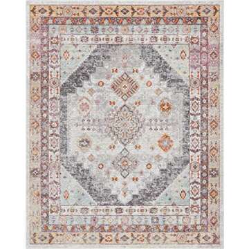 Well Woven Vera Vintage Grey Tribal Diamond Medallion Pattern Area Rug (5'3" x 7'3")
