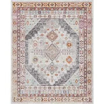 Well Woven Vera Vintage Grey Tribal Diamond Medallion Pattern Area Rug (5'3" x 7'3")