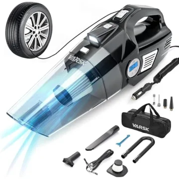 VARSK 4-in-1 Car Vacuum Cleaner High Power, Tire Inflator Portable Car Vacuum with Digital Tire Pres...