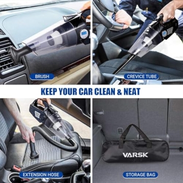 VARSK 4-in-1 Car Vacuum with Tire Inflator and LED Light