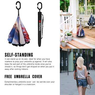 SIEPASA 49/56 Inch Inverted Reverse Umbrella - Stylish & Durable