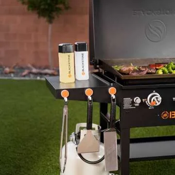 Blackstone 36” Griddle with Hood & Four Stainless Burners - Gas Griddle with Hood, Wheels, Two Side Shelf & Magnetic Hooks – Heavy Duty Outdoor Griddle Station for Backyard, Patio - 1899