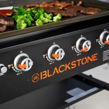 Blackstone 36” Griddle with Hood & Four Stainless Burners - Gas Griddle with Hood, Wheels, Two Side Shelf & Magnetic Hooks – Heavy Duty Outdoor Griddle Station for Backyard, Patio - 1899