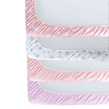 Crib Sheets for Girls - Soft Fitted 4 Pack for Nursery