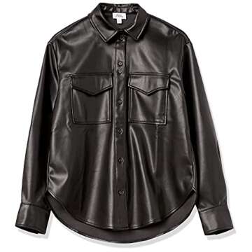 The Drop Women's Faux Leather Long Shirt Jacket