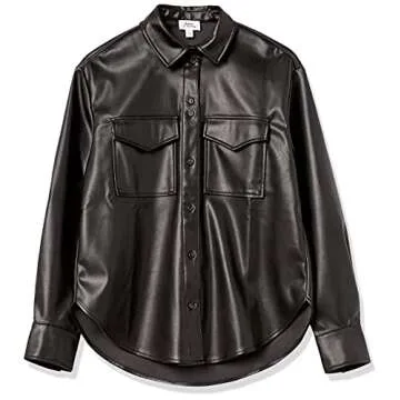 The Drop Women's Faux Leather Long Shirt Jacket