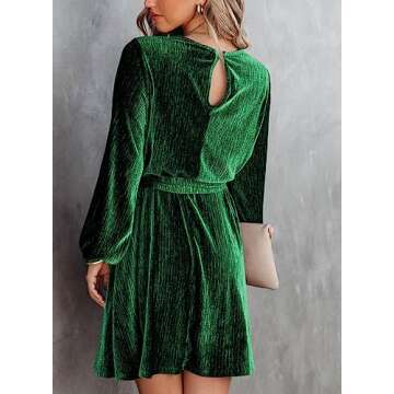 Happy Sailed Vintage Velvet Dresses for Women 2025 Spring Fashion Long Sleeve Waist Belted Swing Ska...