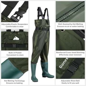 Gonex Chest Waders Hunting Fishing Waders for Men Women Waterproof 70D Nylon Wader for Duck Hunting ...