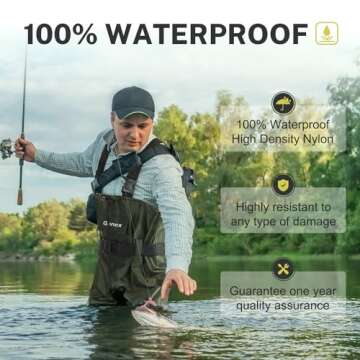 Gonex Chest Waders Hunting Fishing Waders for Men Women Waterproof 70D Nylon Wader for Duck Hunting Fishing, Green, Sizes 13