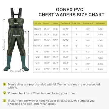 Gonex Chest Waders Hunting Fishing Waders for Men Women Waterproof 70D Nylon Wader for Duck Hunting Fishing, Green, Sizes 13