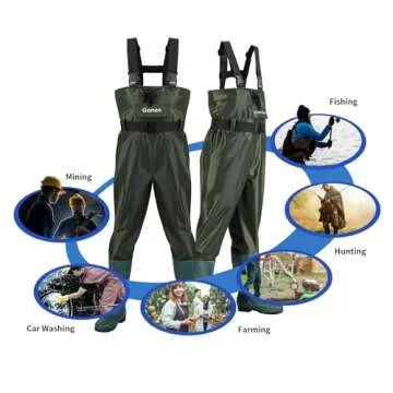 Gonex Chest Waders Hunting Fishing Waders for Men Women Waterproof 70D Nylon Wader for Duck Hunting Fishing, Green, Sizes 13