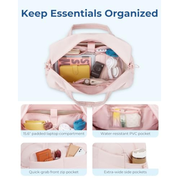 BAGSMART Travel Duffle Bag Gym Bag for Women, 31L Puffer Tote Bag Quilted Laptop Carry on, Weekender Overnight Bag Organizer Duffel Bag for Travel, Beige