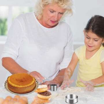 KSPOWWIN 5 Pieces Biscuit Cookie Cutters Set,Stainless Steel Circle Round Cookie Biscuit Cutters in Graduated Sizes Shape Molds for Pastries Doughs Doughnuts