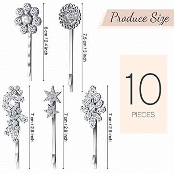 Waydress 10 Pcs Vintage Hair Pins for Women Vintage Rhinestone Bobby Pin Star Decorative Barrette Fl...