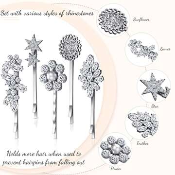 Waydress Vintage Rhinestone Hair Pins for Stylish Women