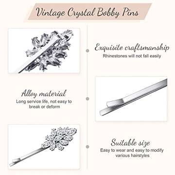 Waydress Vintage Rhinestone Hair Pins for Stylish Women