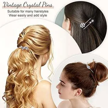 Waydress Vintage Rhinestone Hair Pins for Stylish Women