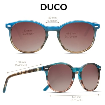 DUCO Retro UV400 Polarized Sunglasses for All Seasons
