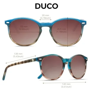 DUCO Retro UV400 Polarized Sunglasses for All Seasons