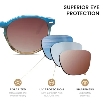 DUCO Retro UV400 Polarized Sunglasses for All Seasons