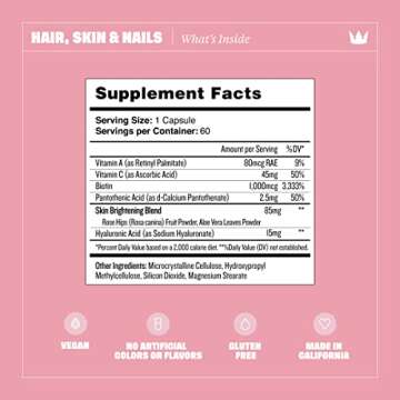 Health by Habit Hair, Skin and Nails Supplement (60 Capsules) - Biotin 2000mcg, Vitamin A, Vitamin B...