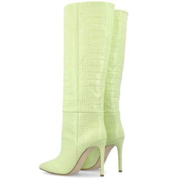 VogueVent Women's Knee High Stiletto Boots in Lime Green