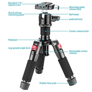 NEEWER 20" Portable Mini Tripod With 360° Ball Head