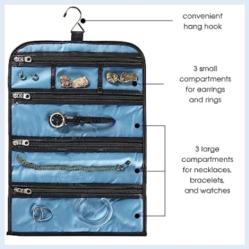 Conair Travel Jewelry Organizer, Travel Jewelry Bag with 6-Zippered Pockets in Black/White by Travel Smart