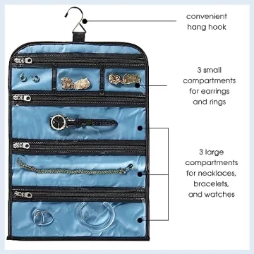 Conair Travel Jewelry Organizer, Travel Jewelry Bag with 6-Zippered Pockets in Black/White by Travel Smart